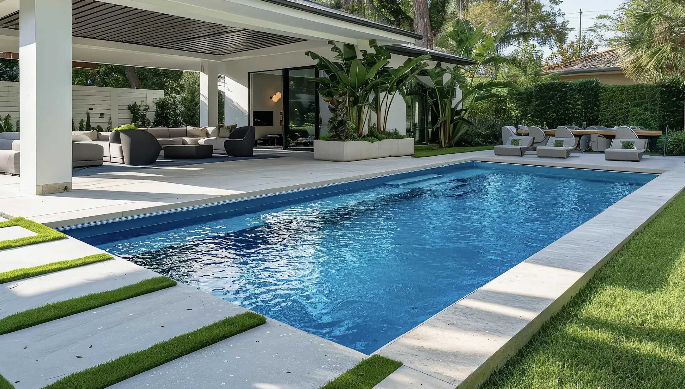 Complete pool restoration with new surface and LED lighting in Westlake Village